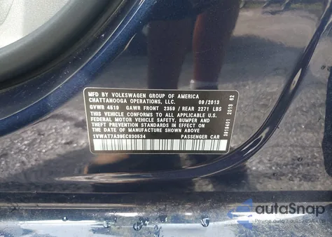 2014 Volkswagen Passat 1.8T Wolfsburg Edition из США, поврежденный, VIN 1VWAT7A39EC030534